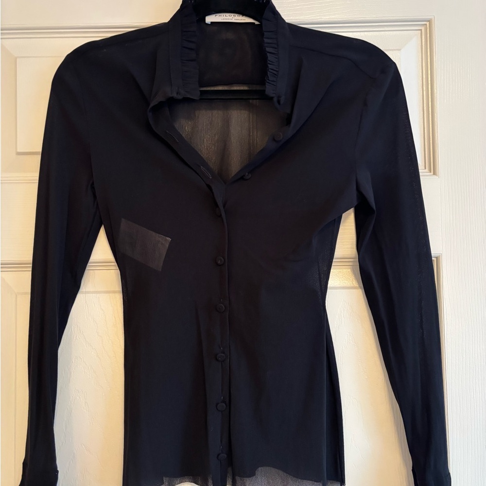 Philosophy Black Button Down Women's Shirt